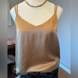 Gold Cami With Crossed Back Straps and Stripe on Side Size M